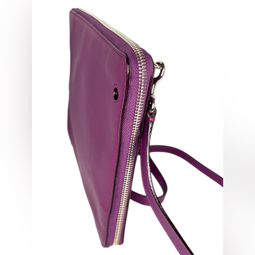 Elena Ghisellini Purple Leather 11" Tablet Case Cross body Padded Bag - Picture 10 of 14